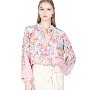 NWT Anthropologie Blank Pink Floral Mirone Long Sleeve Boho Top Reg. $155
